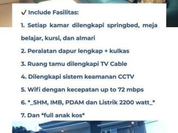 Rumah Kost di Merjosari Dekat Kampus UIN Maliki Kota Malang