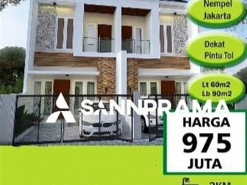 Rumah Baru 2 Lnt, LT 60 m&sup2;, Rp 975 Juta, di Beji, Depok. KT