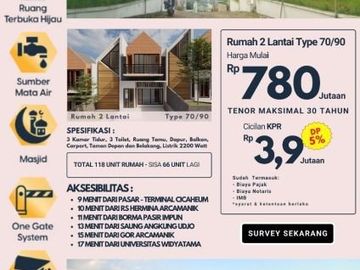 Rumah Nuansa Villa 2 Lantai Dekat Pusat Kota Bandung