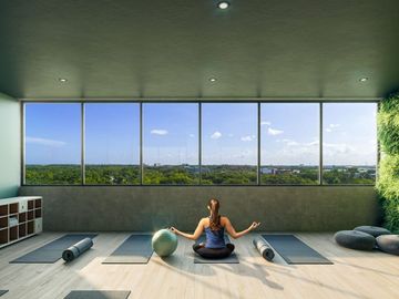 Condominio en venta con balcón y amenidades, piscina, gimnasio, area de yoga