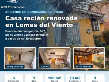 Casa 3 Dorm Condominio Estac Techado Metro Plaza P Alto