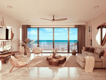 Departamento frente al mar en planta baja, con club de playa, 2 terrazas con alb