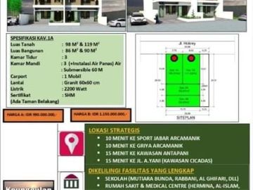 Rumah Minimalis Dekat Arcamanik, Antapani dan Soetta