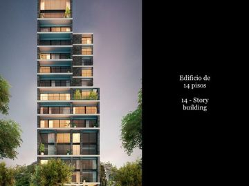 Condominio con sala de doble altura, departamento de dos pisos, con terraza de u