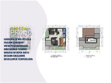 3 Lantai Rumah Batu Tipe 75 Lereng Gunung Panderman
