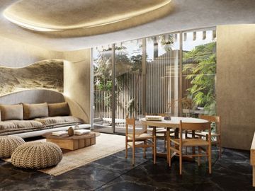 Departamento junto al mar, con jardín privado, alberca frente al mar