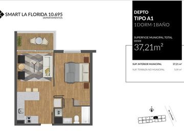 Departamento en venta 1d 1b Av. La Florida paradero 26