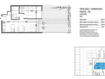 Apartamento 1 dormitorio al frente con amplio patio en Pocitos Nuevo, Montevideo