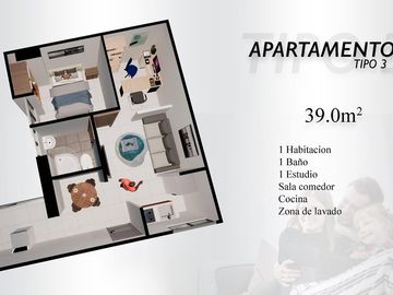 VENTA APARTAESTUDIO CONJUNTO RESIDENCIAL BELLAVISTA PARK EN GIRÓN. Cod V24208