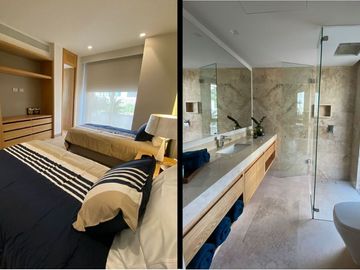 Departamento con jardín privado, vista al mar y la marina. Ademas de amenidades