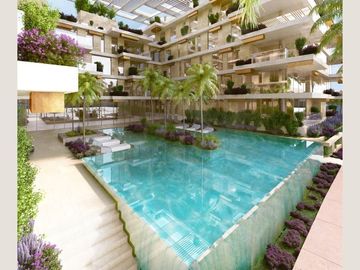 Departamento con jardín privado, vista al mar y la marina. Ademas de amenidades