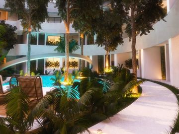 Penthouse con spa, floating room y alberca en Aldea Zama