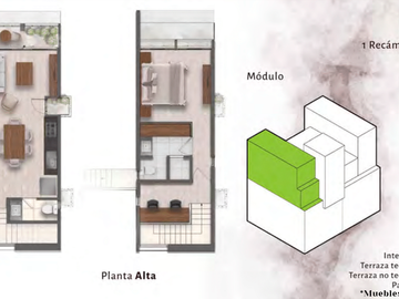 Departamento con estudio y dos pisos