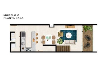 Departamento en venta en la playa de Telchac de 3 habitaciones rooftop y jacuzzi