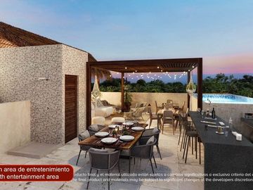 Departamento con terraza amplia de 35 m2, area de yoga, area de asadores, 2 albe