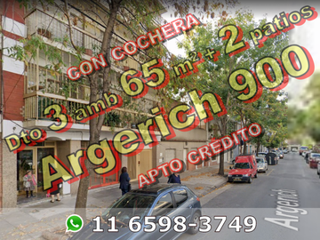 Semipiso en Venta en Flores 3 ambientes 65 m2 + 2 patios en 1er piso por ascensor, al contrafrente, con cochera cubierta - Argerich 900