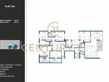 DEPARTAMENTO MODERNO Y ELEGANTE FLAT 201M2