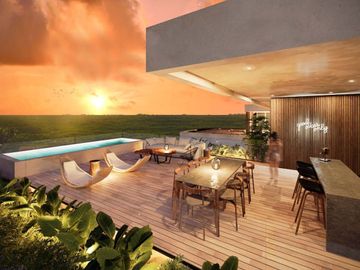 Departamento frente al mar con alberca privada, alberca frente al mar, playa pri
