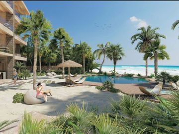 Departamento frente al mar con alberca privada, alberca frente al mar, playa pri