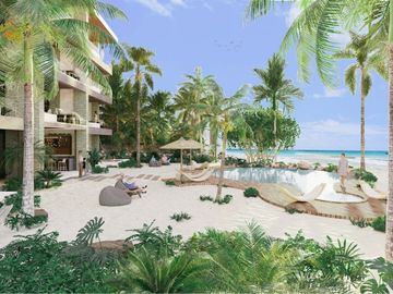 Departamento frente al mar con alberca privada, alberca frente al mar, playa pri