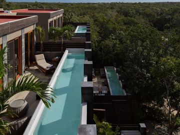 Departamento con alberca privada, edificio inspirado por arte