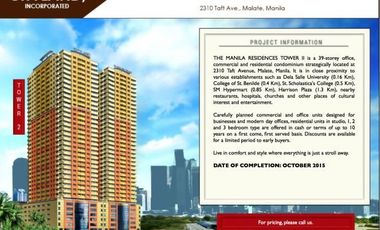 CONDO UNIT IN TAFT ACROSS LASALLE, RFO AFFORDABLE