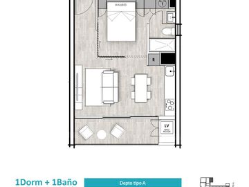 Departamento Frente al Mar 1D+1B TIPO A / desde UF3.330