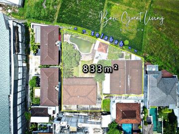 Tanah 833m2 View Sawah Green Belt di Berawa Canggu