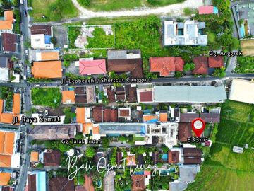 Tanah 833m2 View Sawah Green Belt di Berawa Canggu