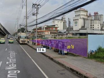 ขาย ที่ดิน บางนา ผังสีม่วง หน้ากว้าง บางนา-ตราด กม.21 ฝั่งขาออก 20 ไร่ ใกล้สนามบินสุวรรณภูมิ