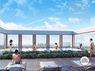 Departamento con 3 balcones, zona flexible, alberca en rooftop, parque central