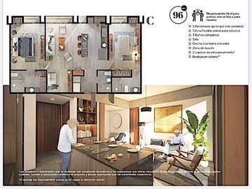 Departamento con 3 balcones, zona flexible, alberca en rooftop, parque central