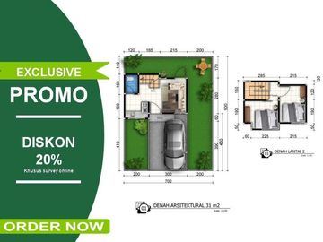 Jual Rumah Malang Tipe 31/63 Desain Exclusive, Promo Kemerdekaan Diskon 20%