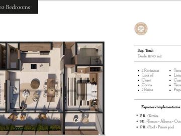 Departamento Boho Chic  en La Veleta Tulum en venta
