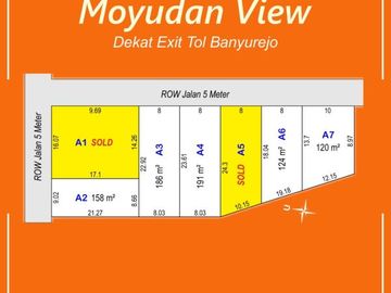 Tanah Kavling Dijual Moyudan, Tepi Jalan Aspal Utama, Sertipikat SHM