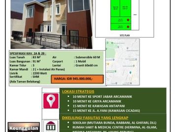 Rumah baru minimalis dan 2 lantai cisaranten dekat antapani