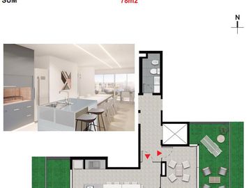 Departamento en  venta de 2 Dormitorios con patio 01-01 , en Balcarce 1355, Rosario Centro.
