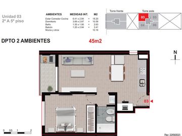Departamento en  venta de 2 Dormitorios con patio 01-01 , en Balcarce 1355, Rosario Centro.