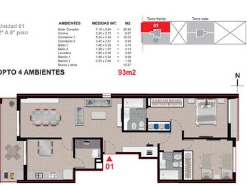 Departamento en  venta de 2 Dormitorios con patio 01-01 , en Balcarce 1355, Rosario Centro.