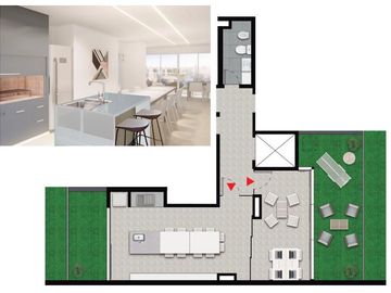 Departamento en  venta de 2 Dormitorios con patio 01-01 , en Balcarce 1355, Rosario Centro.