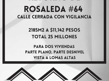 Venta Terreno, Calle Privada Rosaleda, Lomas Altas. Miguel Hidalgo. Cdmx