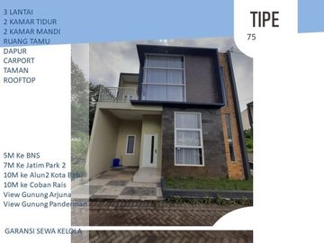 3 Lantai Rumah Batu Tipe 75 Udara Dingin Lereng G. Panderman