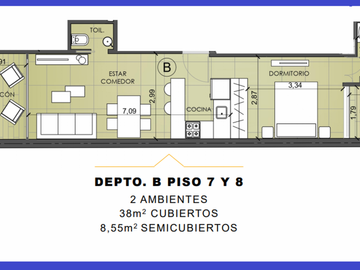 A ESTRENAR - BOEDO - Lindo departamento 2 ambientes, 2 balcones, baño y toilette- amenities en el edificio