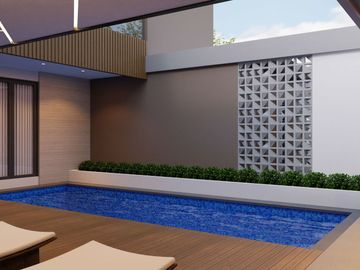 Rumah KONTEMPORER Modern dilengkapi Kolam Renang Pribadi & Full Interior