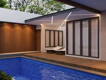 Rumah KONTEMPORER Modern dilengkapi Kolam Renang Pribadi & Full Interior
