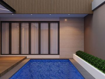 Rumah KONTEMPORER Modern dilengkapi Kolam Renang Pribadi & Full Interior