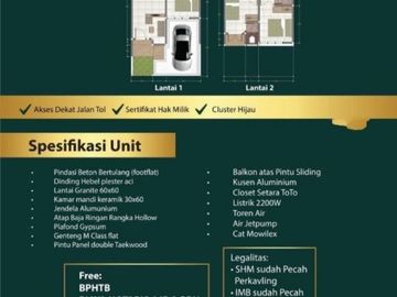 Rumah Baru Rp 928 Juta, 1 Lnt, di Beji, Depok. LT 60 m&sup2;, 3 K
