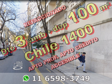 REFACCIONADO - Departamento en Venta en Monserrat 3 ambientes + dependencia 100 m2 - Chile 1400