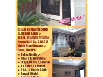 Dijual Murah Rumah di Jln Kebon Baru Asem Baris Tebet Jakarta Selatan