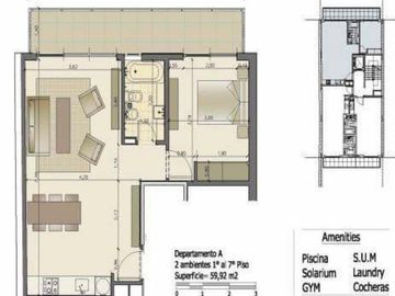 VENTA DEPARTAMENTO DE CATEGORIA 2 AMBIENTES CON AMENITIES Y COCHERA EN PALERMO